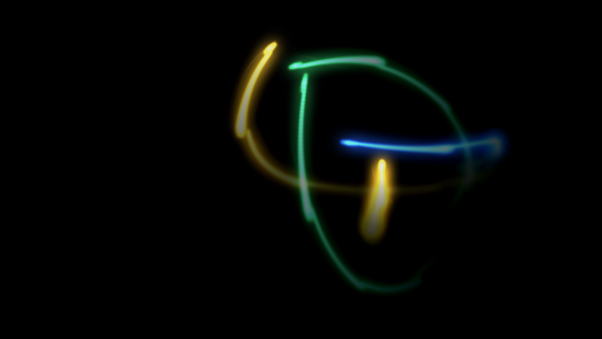 Light Painting visualizer — long-exposure ribbons of light knotting across the screen