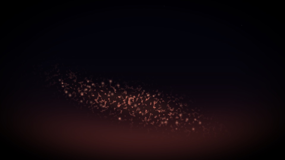 Murmuration visualizer — a flock of glowing points swirling with the music